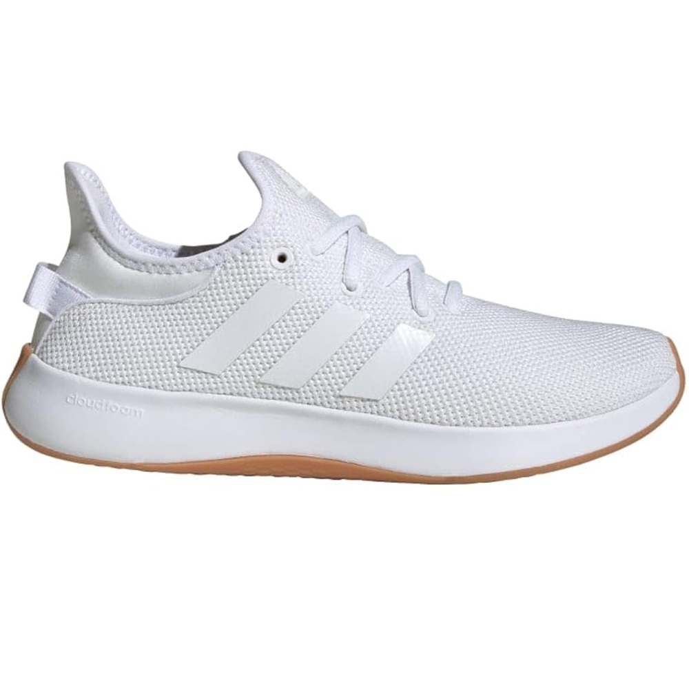Adidas Cloudfoam White Sneakers with Tan Sole